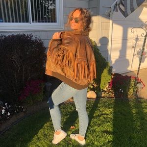 Authentic Vintage 80s Brown Fringe Leather Jacket